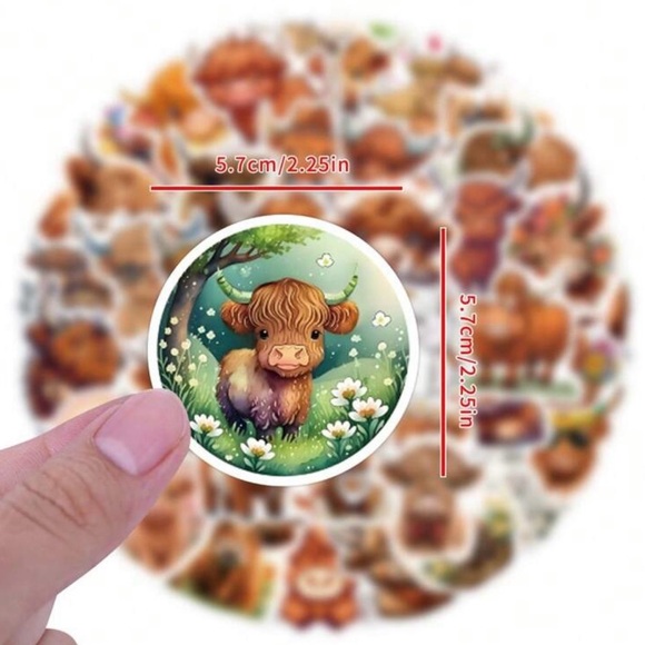 56 Cute Highland Cow Stickers - Picture 4 of 6